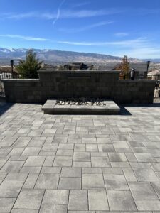 paver with concrete slabs